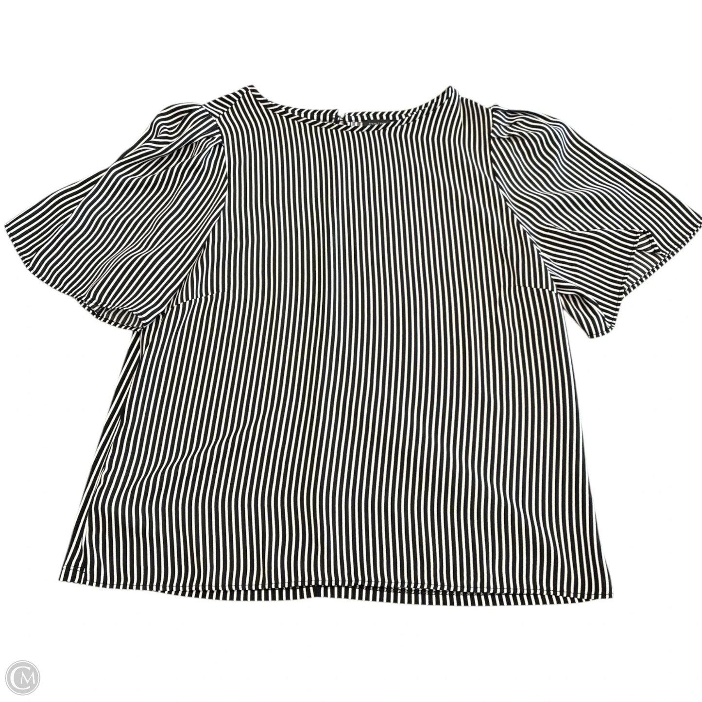 Blouse Short Sleeve By Ann Taylor In Black & White, Size: S