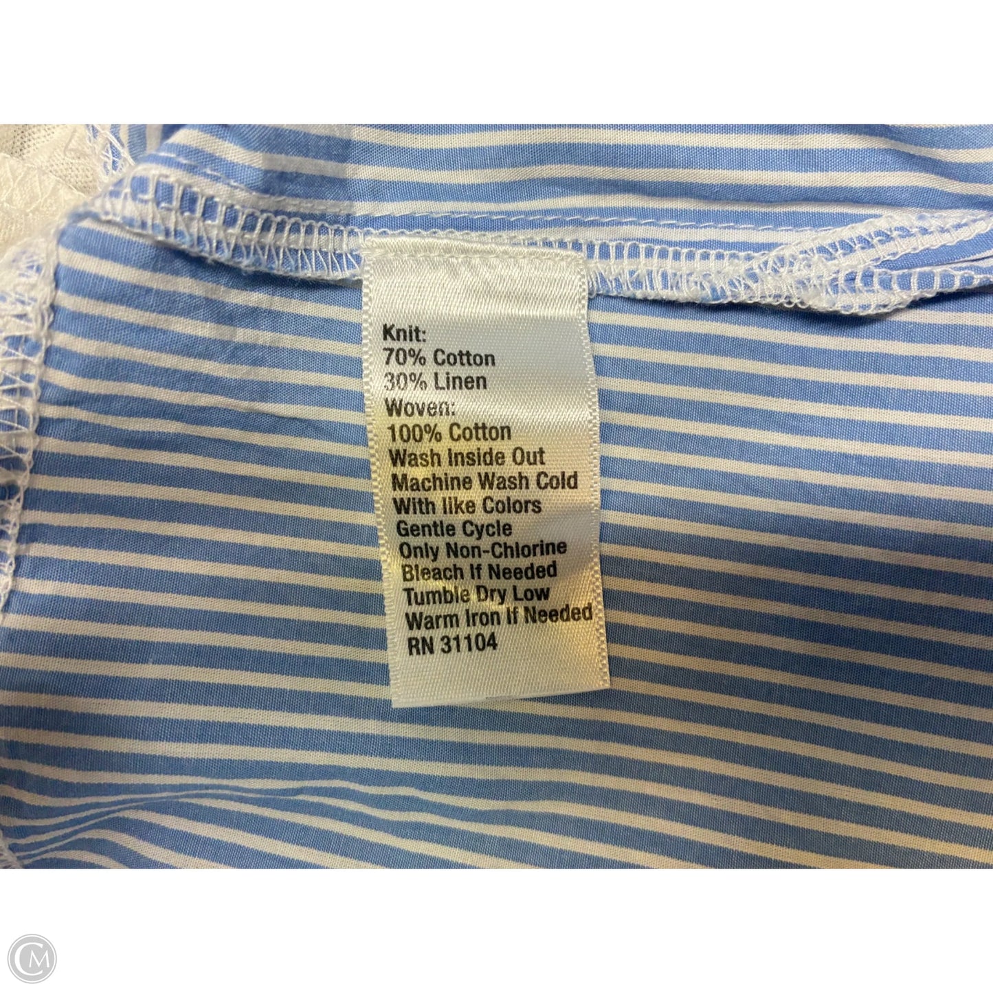 Top Short Sleeve By Crown And Ivy In Blue & White, Size: Xl