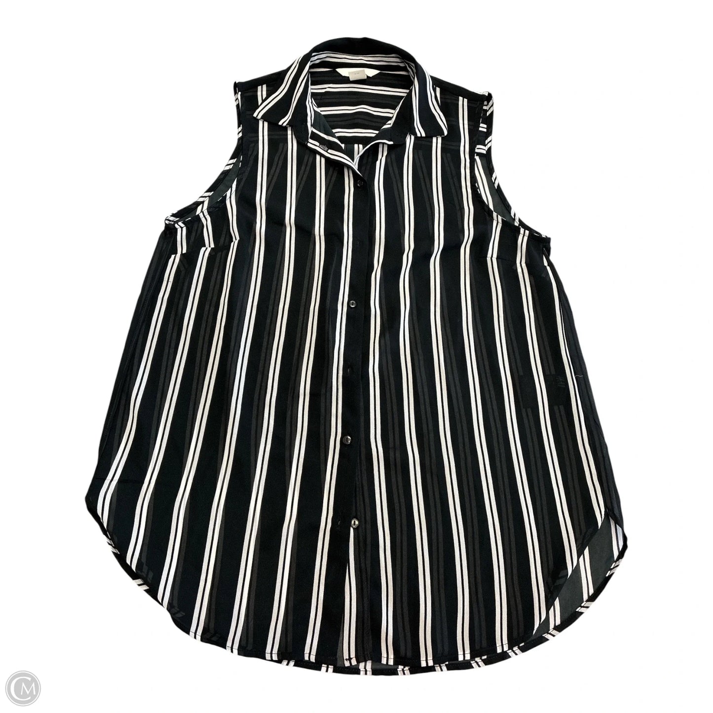 Blouse Sleeveless By H&m In Black & White, Size: S