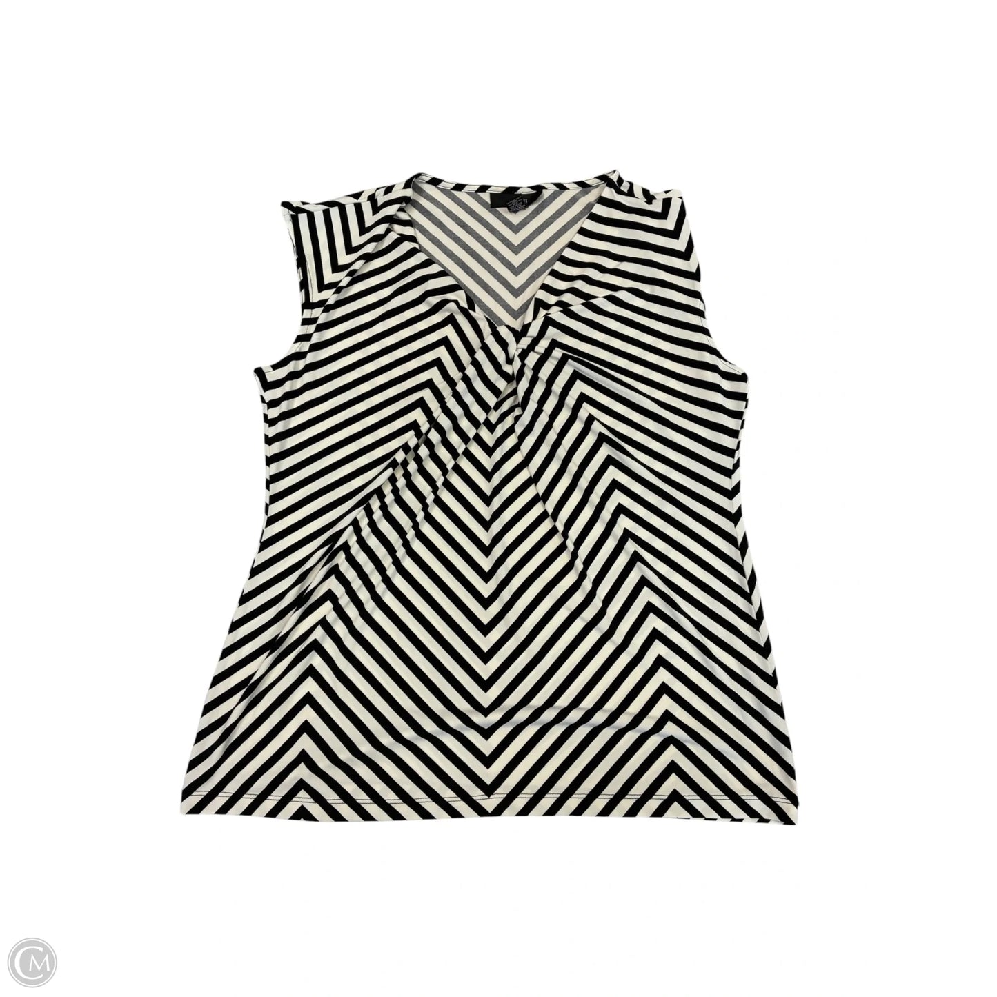 Blouse Sleeveless By Alfani In Black & White, Size: L