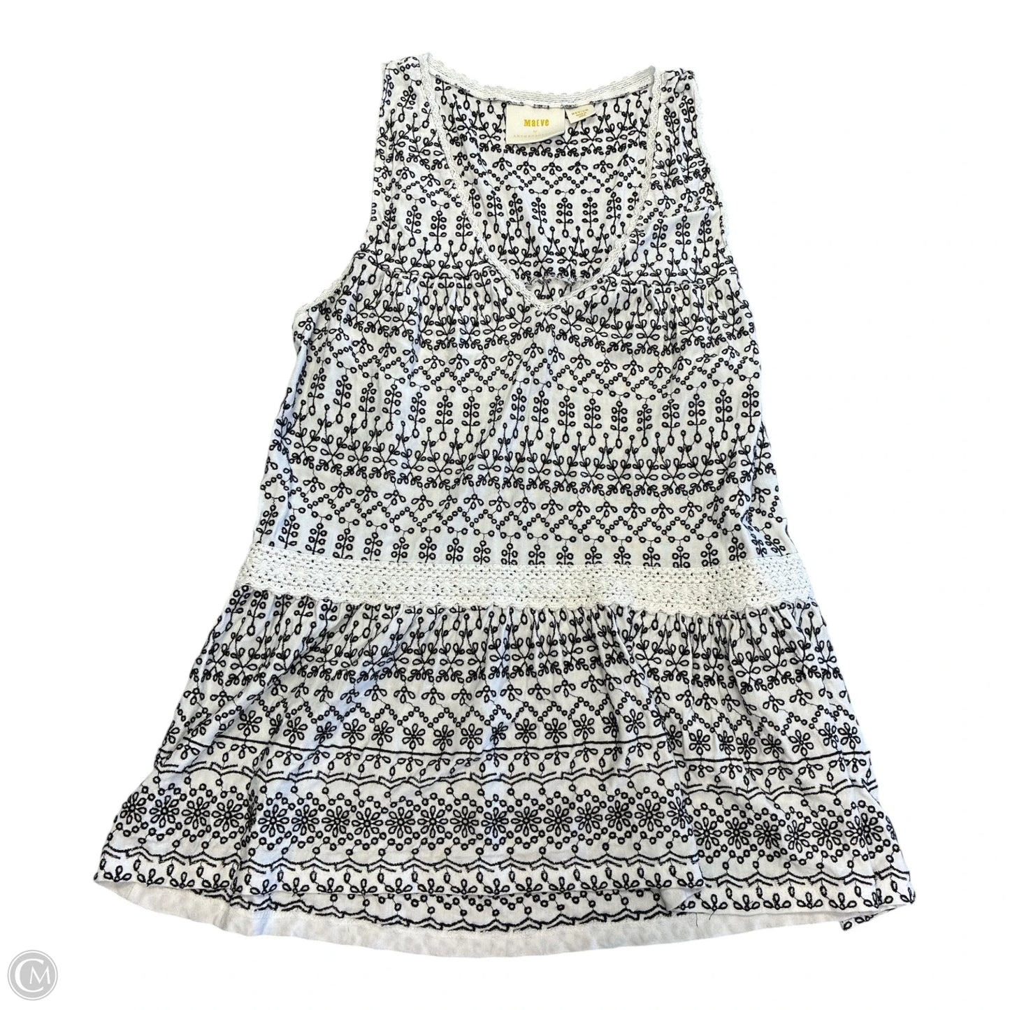 Top Sleeveless By Maeve In Black & White, Size: M