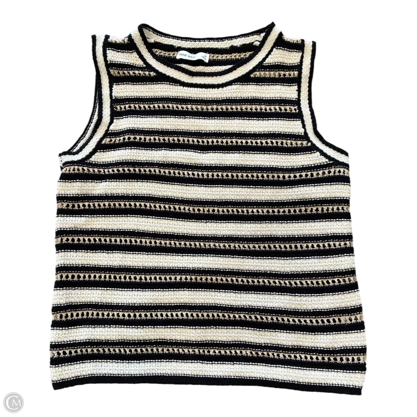 Top Sleeveless By Nine West In Tan & White, Size: M