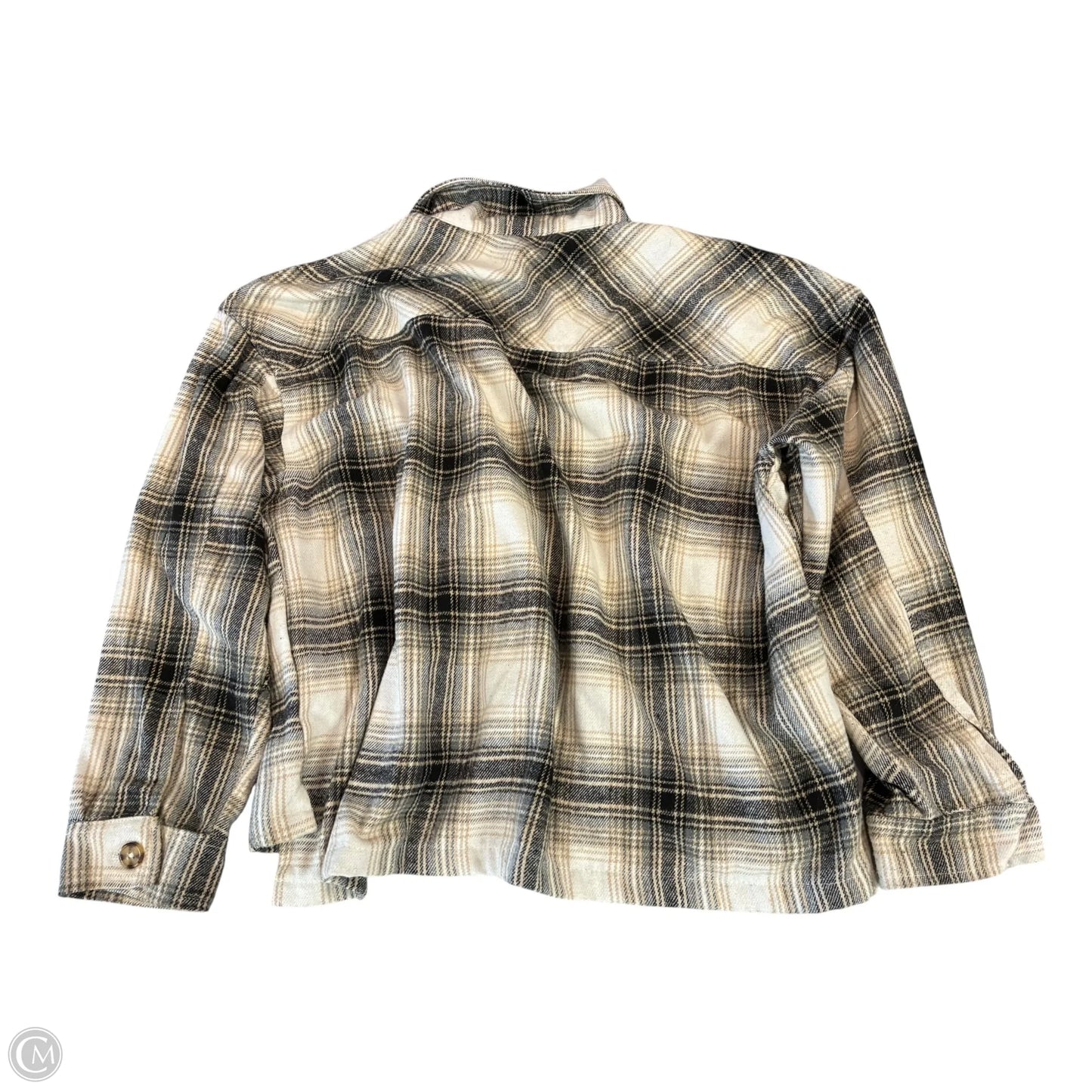 Jacket Shirt By Cmf In Tan & White, Size: 2x