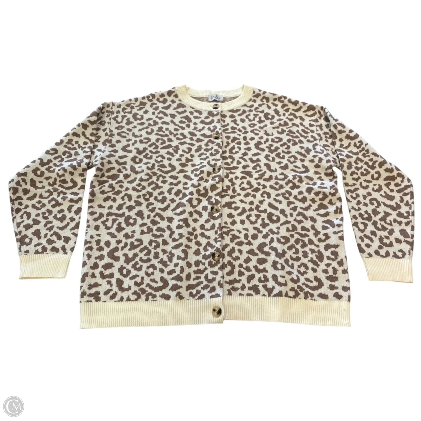 Sweater Cardigan By Clothes Mentor In Animal Print, Size: Xl