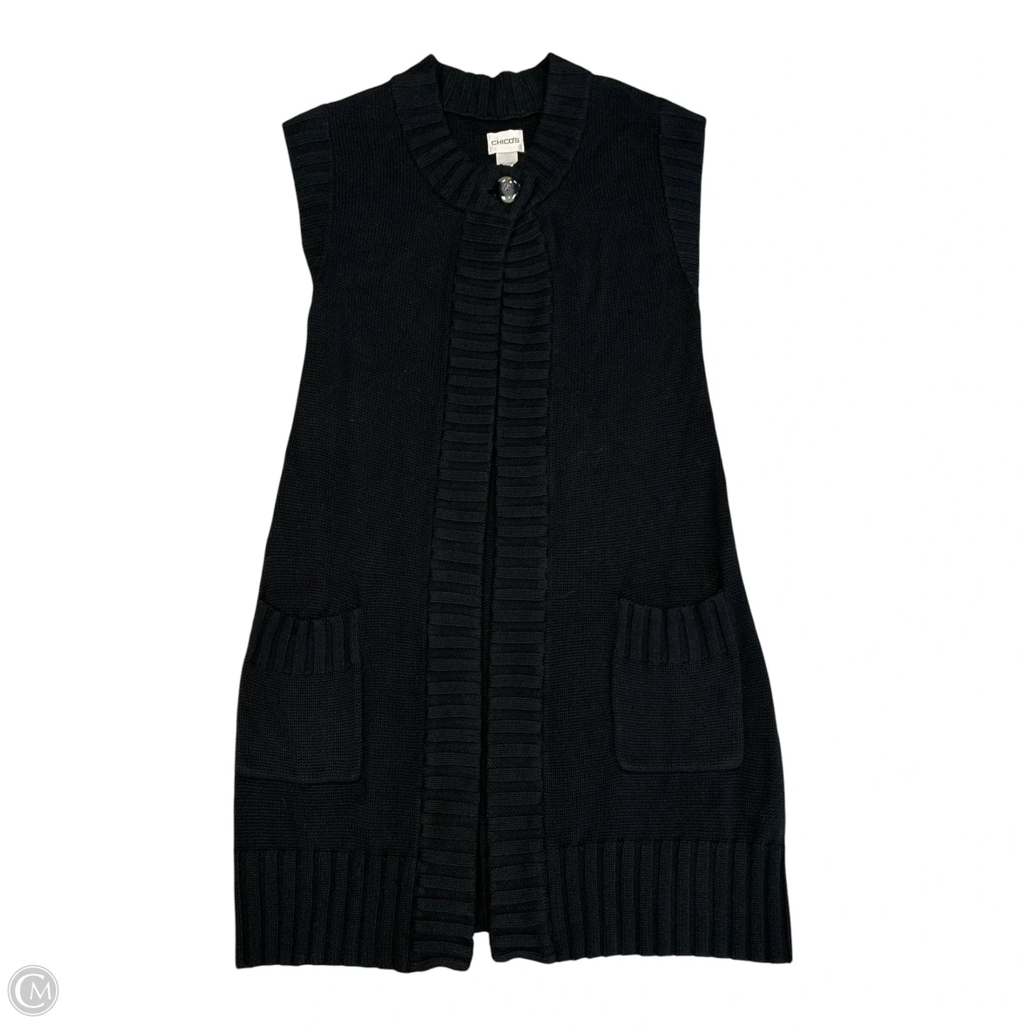 Vest Sweater By Chicos In Black, Size: S