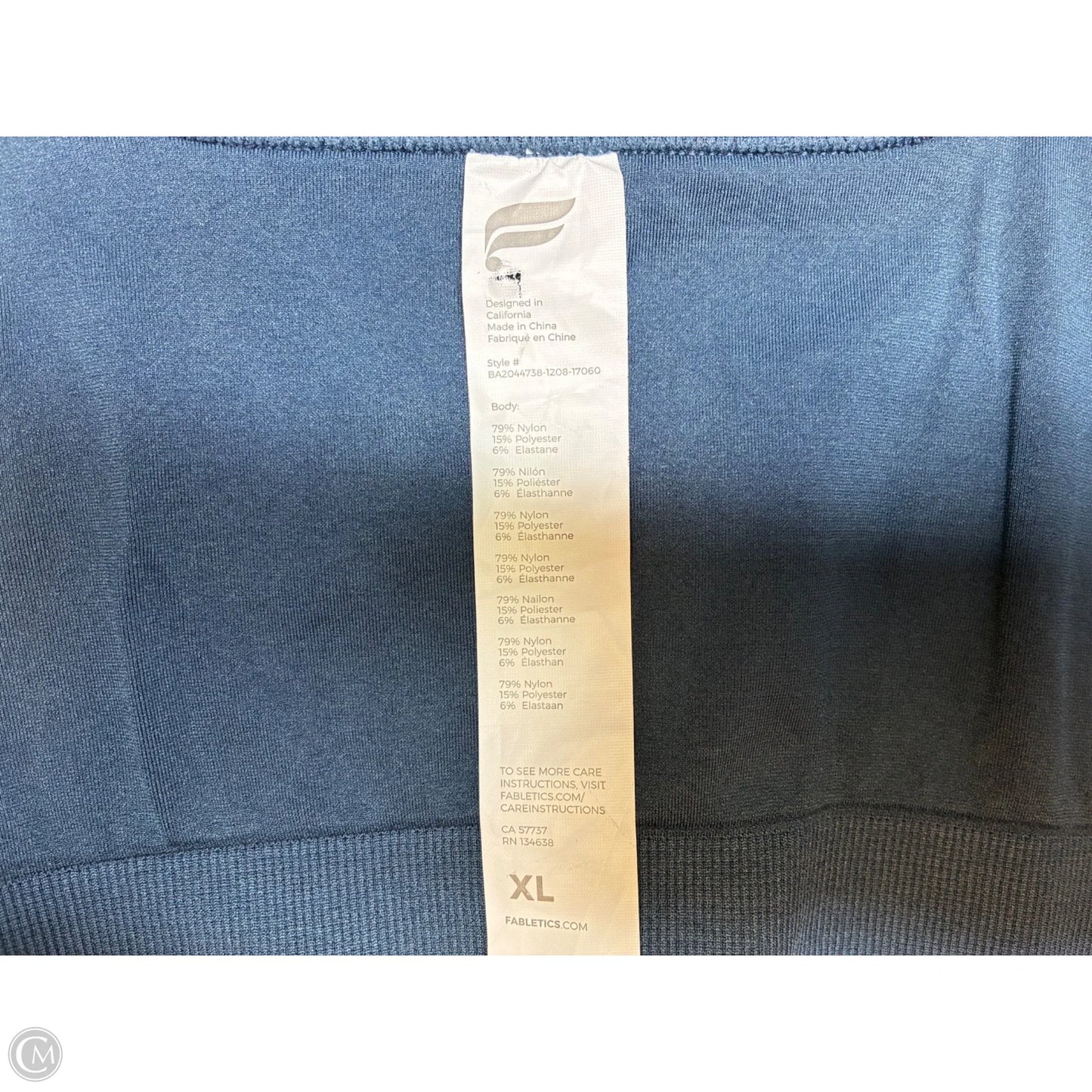 Athletic Bra By Fabletics In Blue, Size: Xl