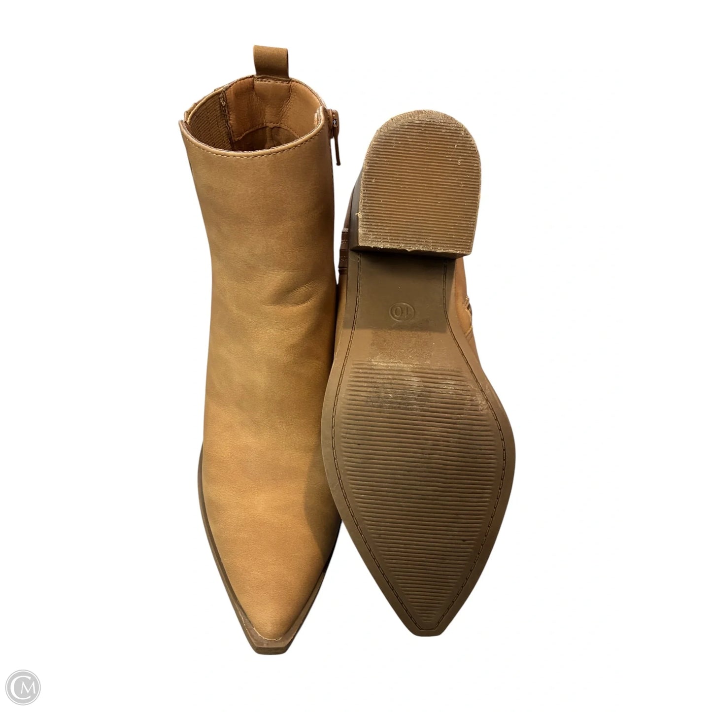 Boots Ankle Heels By Clothes Mentor In Tan, Size: 10