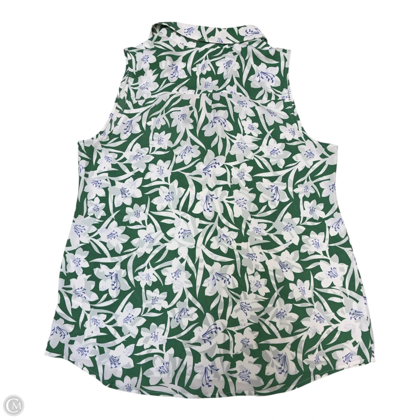 Blouse Sleeveless By Cabi In Green & White, Size: M