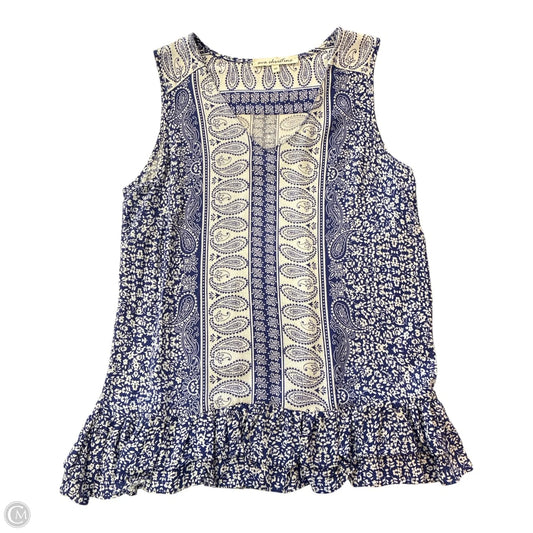 Blouse Sleeveless By Ava Christine In Blue & White, Size: Xs
