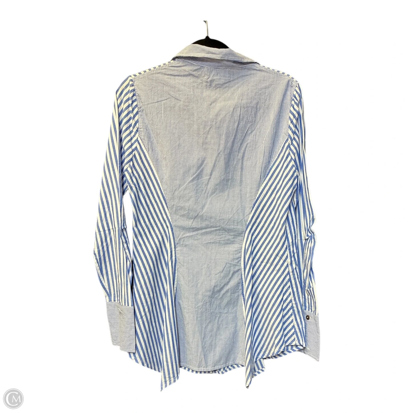 Top Long Sleeve By Free People In Blue & White, Size: M