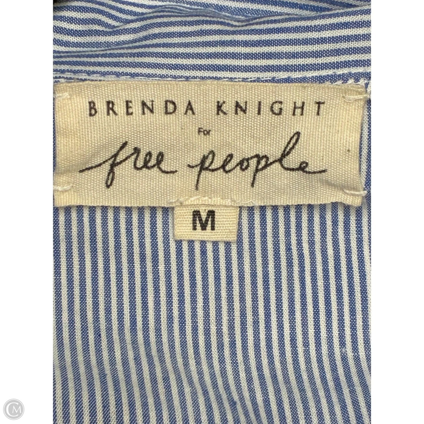 Top Long Sleeve By Free People In Blue & White, Size: M