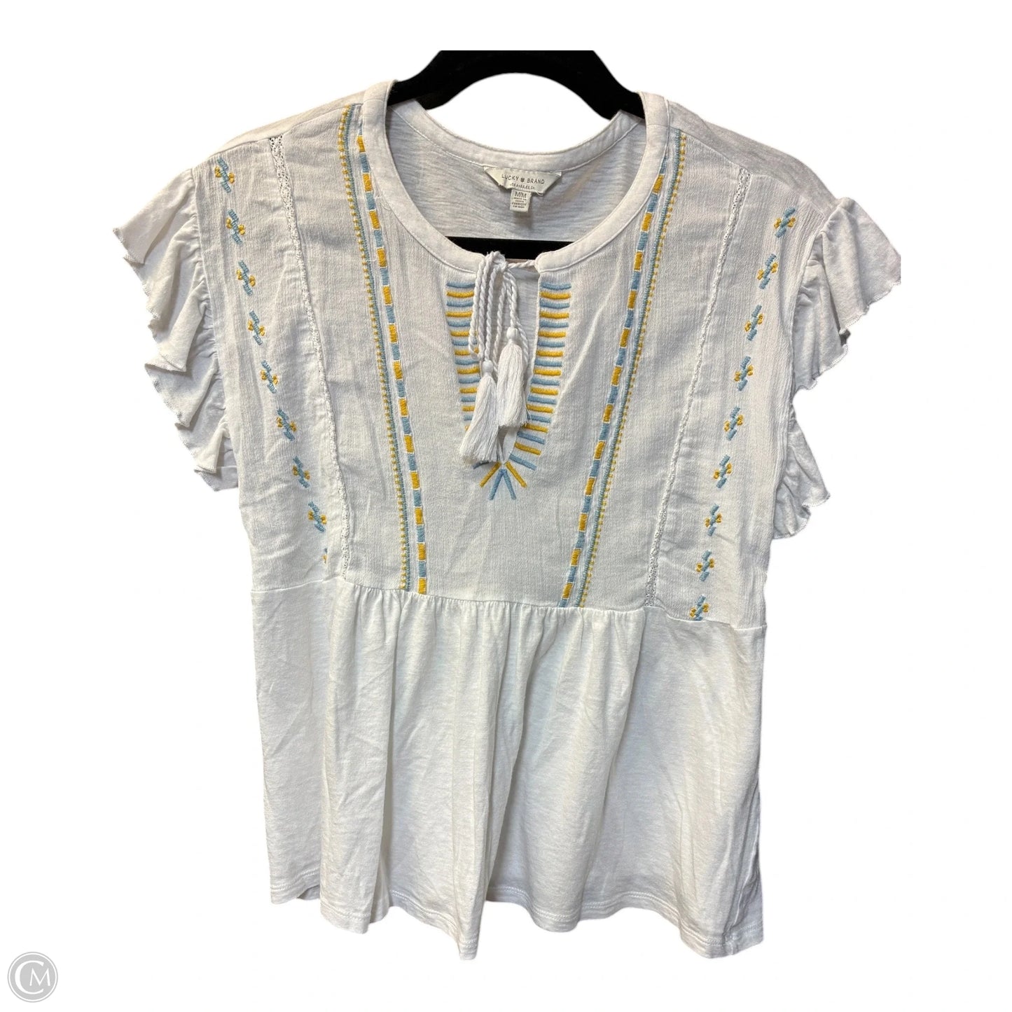 Top Short Sleeve By Lucky Brand In White, Size: M