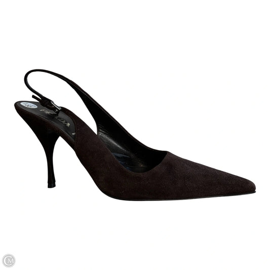 Shoes Luxury Designer By Prada In Brown, Size: 8.5