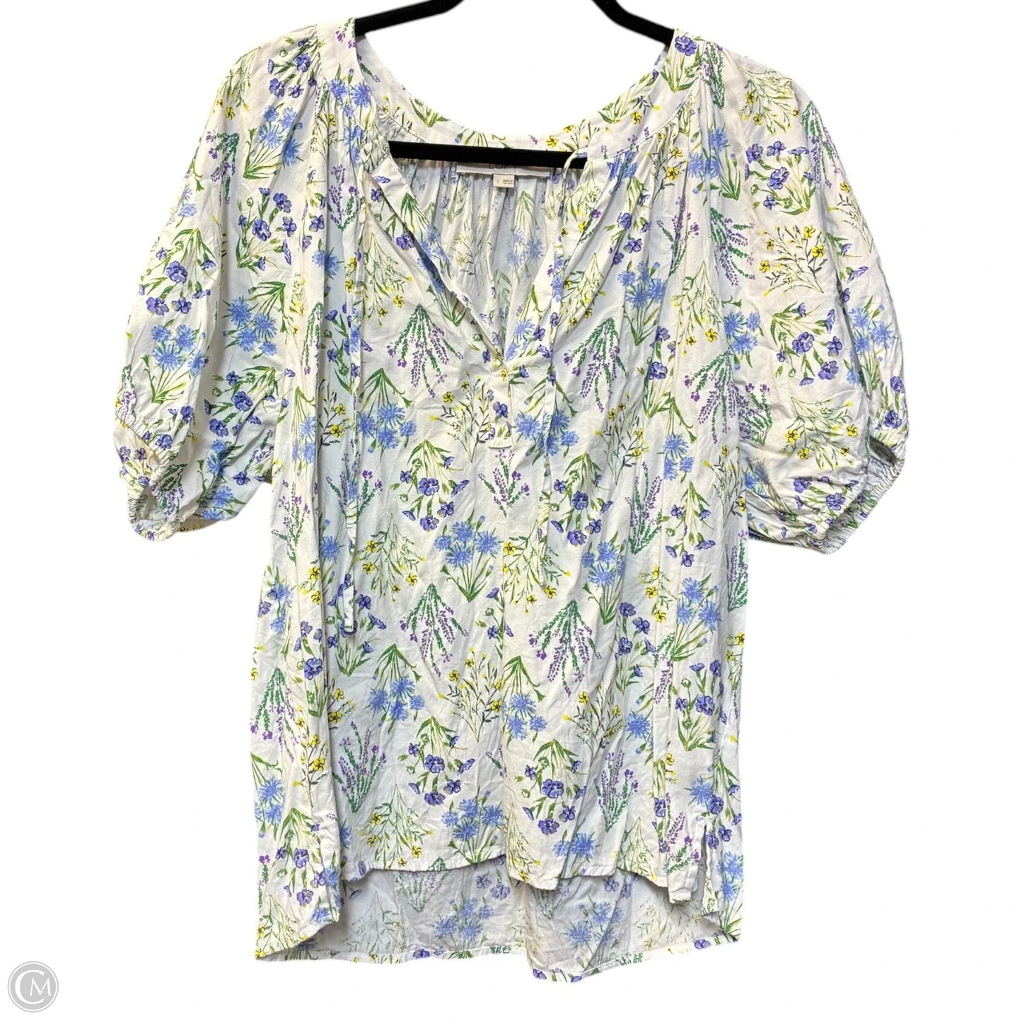 Top Short Sleeve By Loft In Floral Print, Size: L