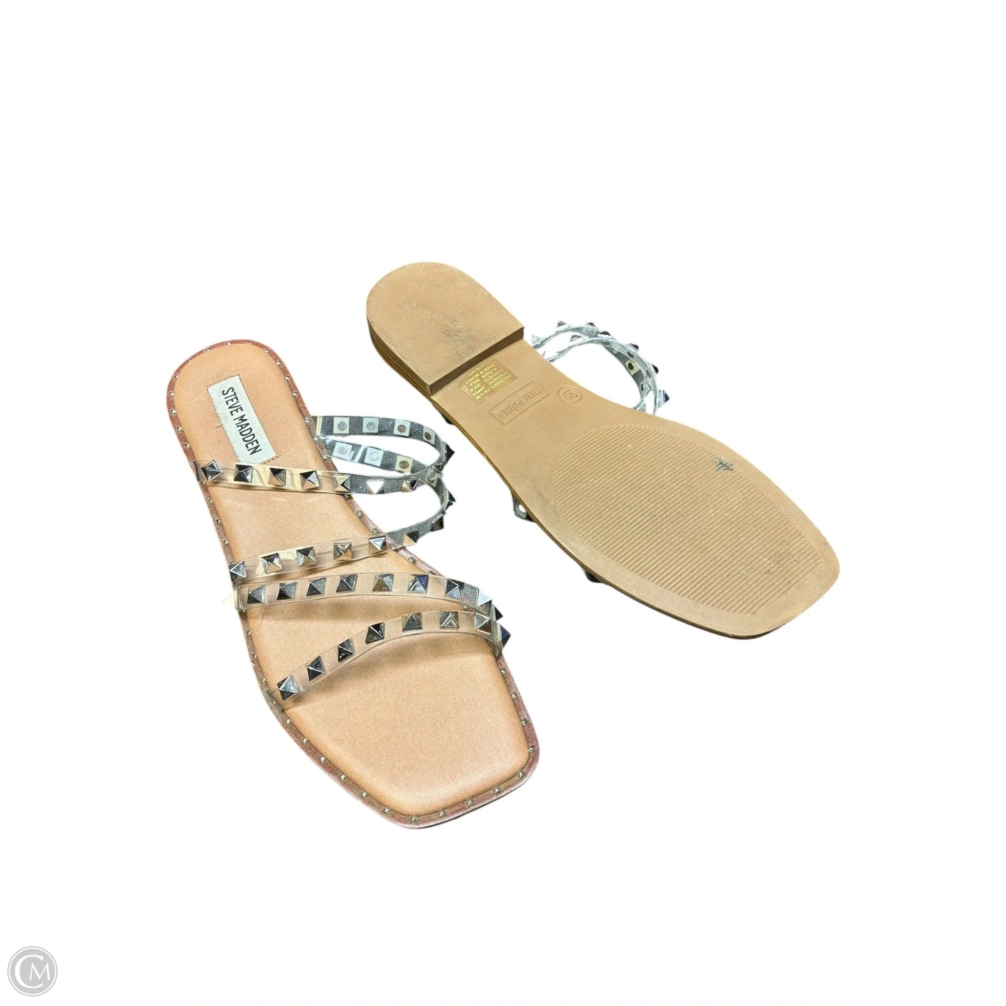Sandals Flats By Steve Madden In Silver, Size: 9.5