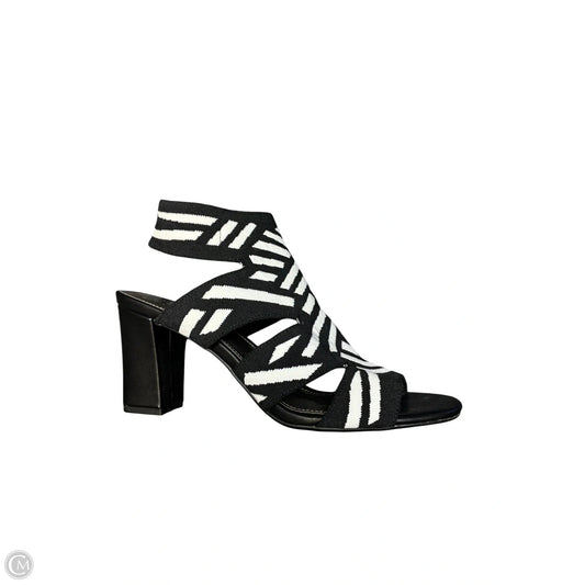 Sandals Heels Block By Impo In Black & White, Size: 9.5