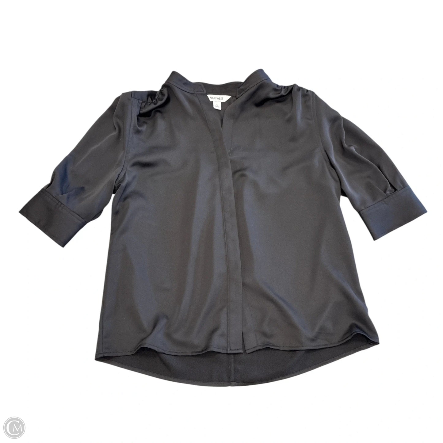 Blouse Short Sleeve By Nine West In Black, Size: S