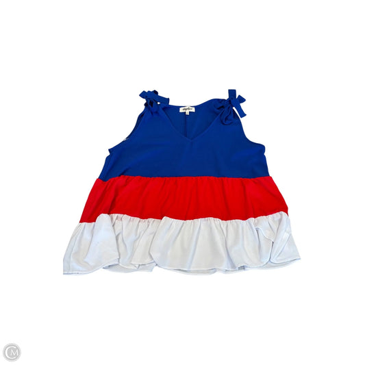 Blouse Sleeveless By Haptics In Blue Red & White, Size: 1x