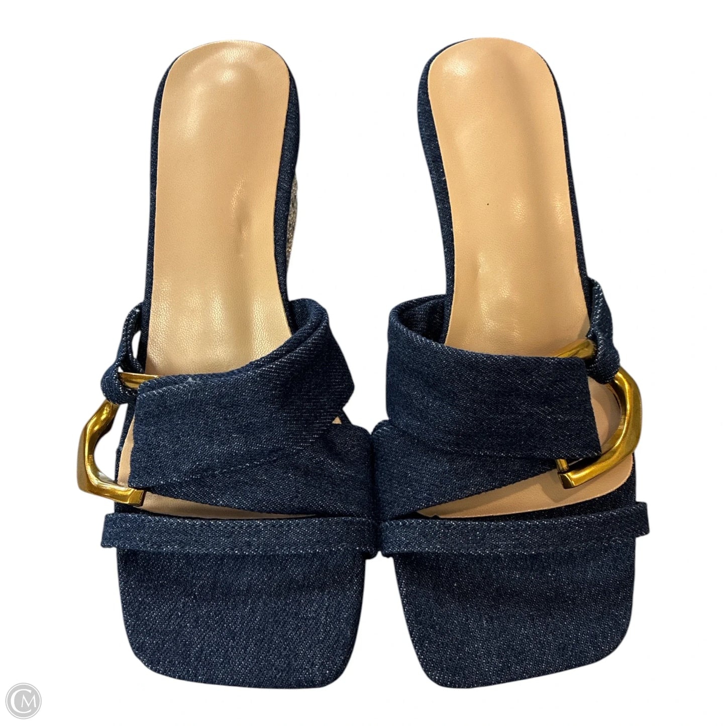 Sandals Heels Block By Cme In Blue Denim, Size: 7