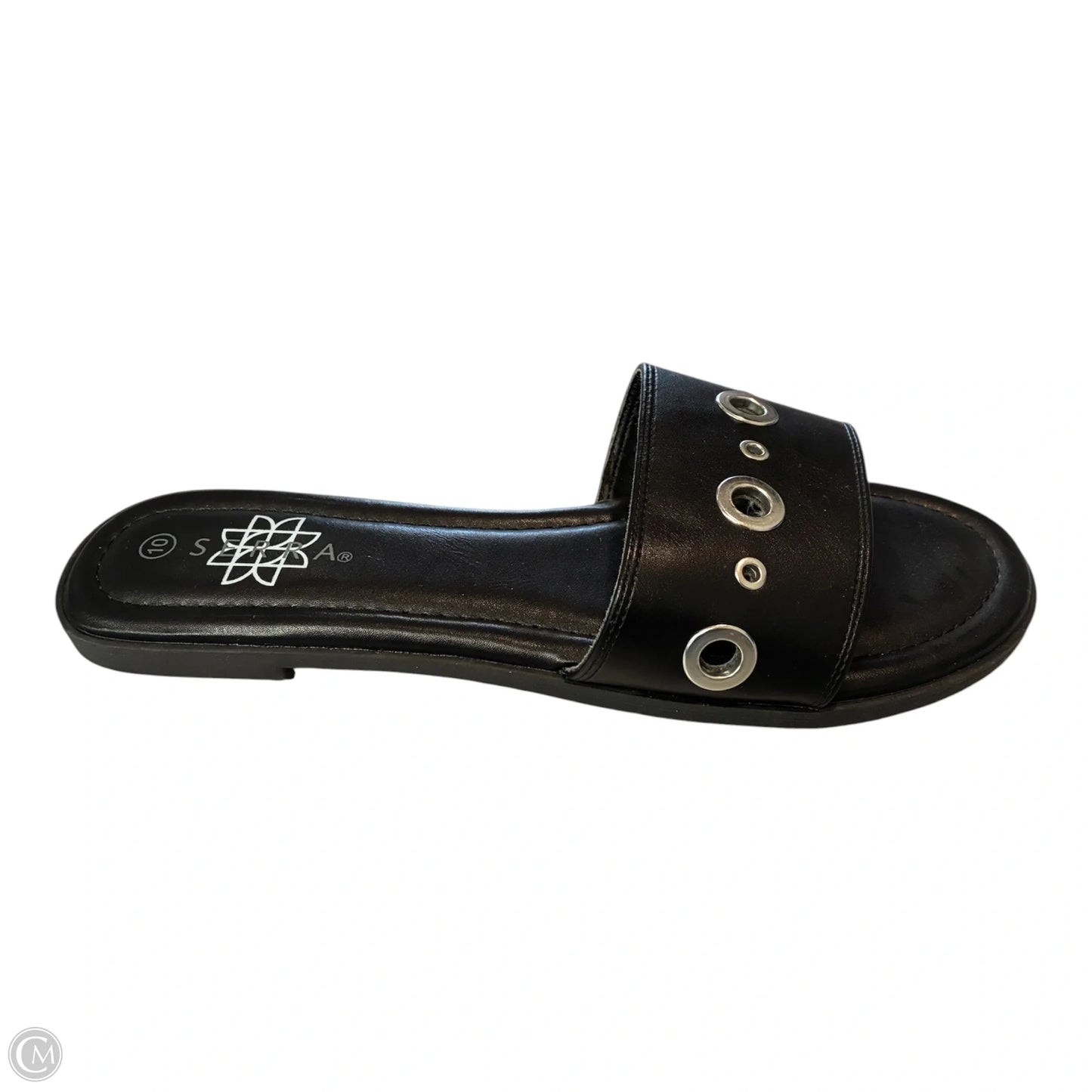 Sandals Flats By Serra In Black & Silver, Size: 10