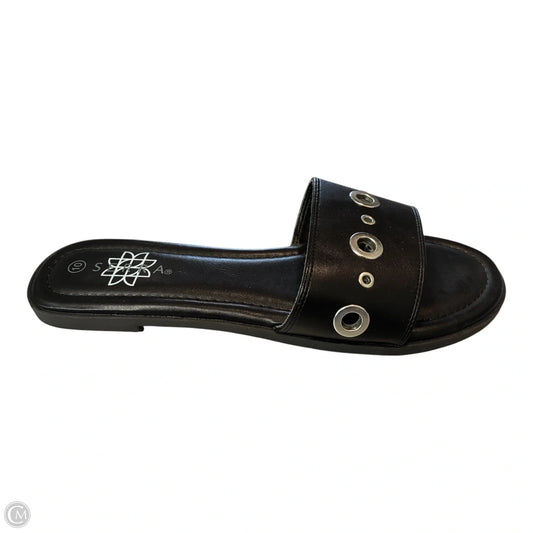 Sandals Flats By Serra In Black & Silver, Size: 10