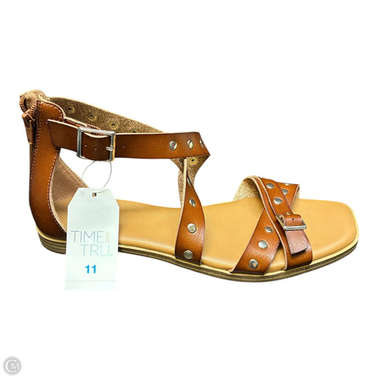 Sandals Flats By Time And Tru In Brown, Size: 11