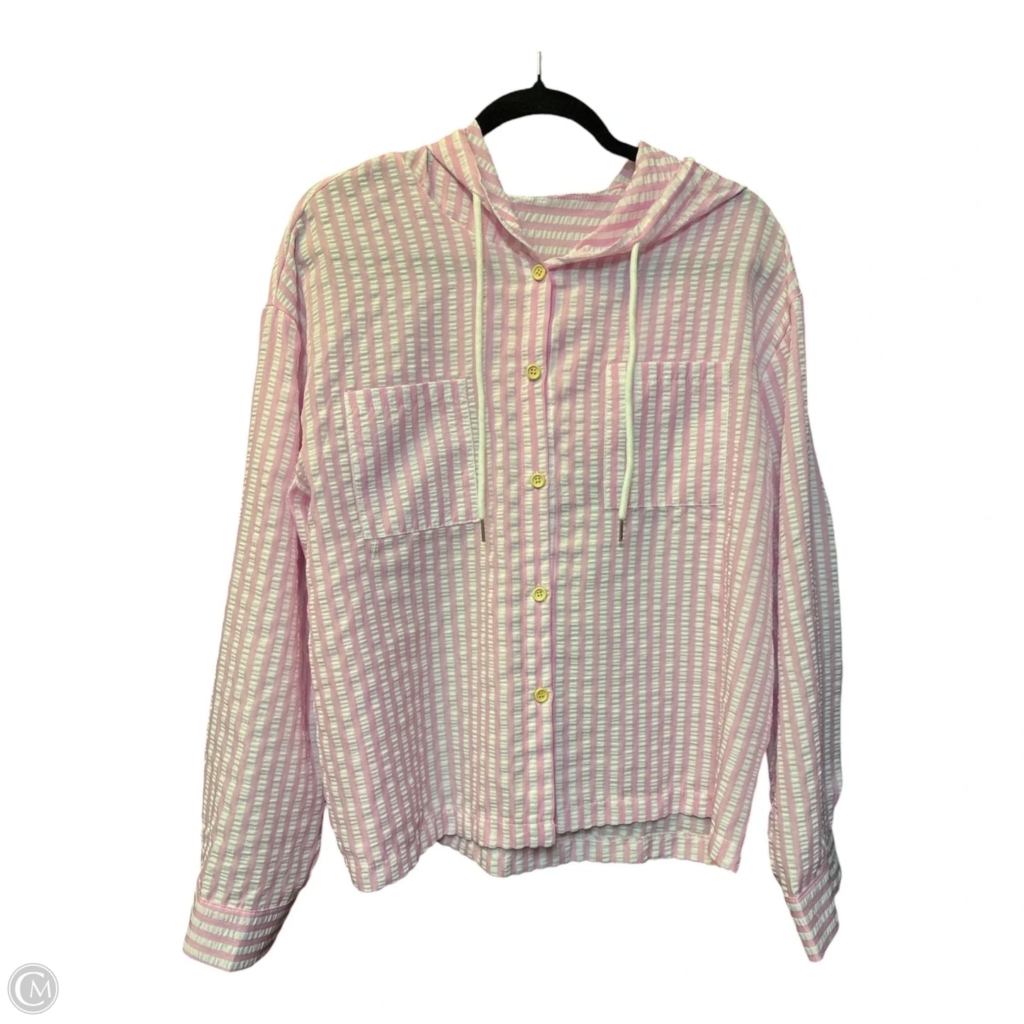 Top Long Sleeve By Cmf In Pink & White, Size: Xxl