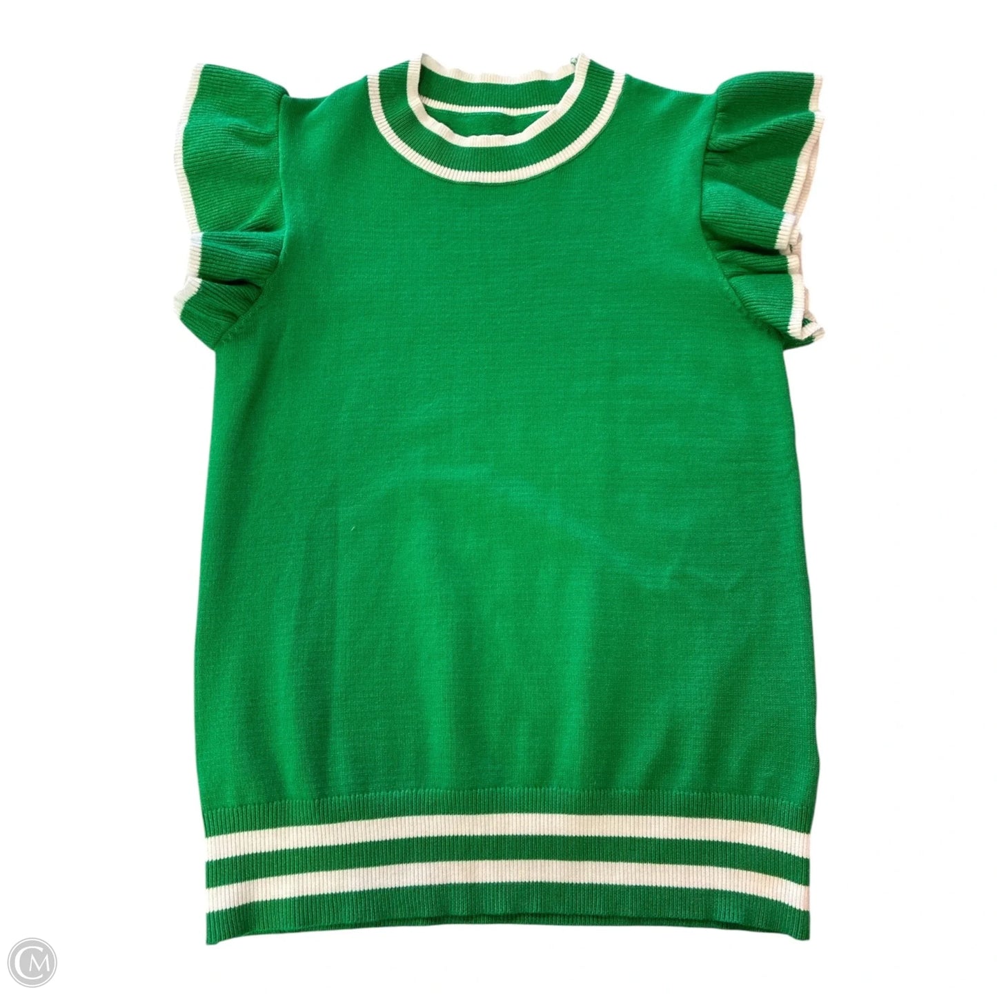 Top Short Sleeve By Cmf In Green & White, Size: S