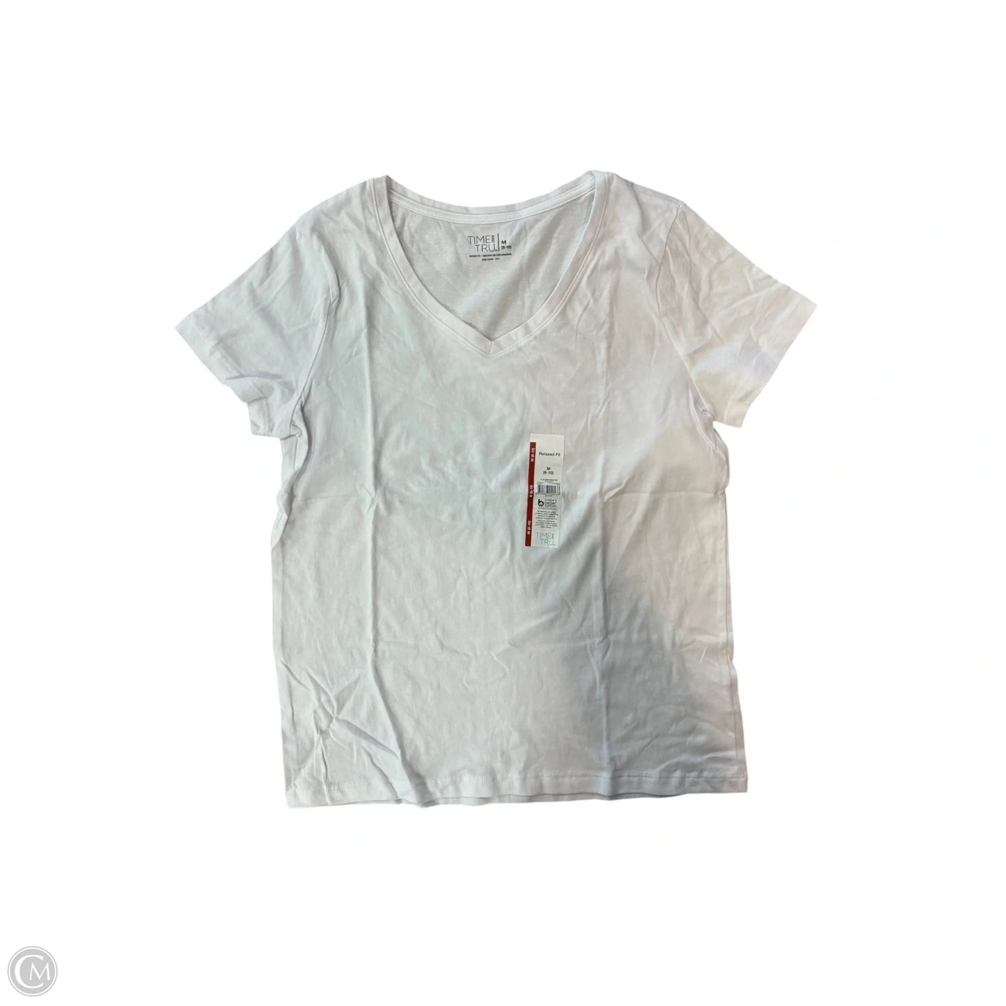 Top Short Sleeve Basic By Time And Tru In White, Size: M