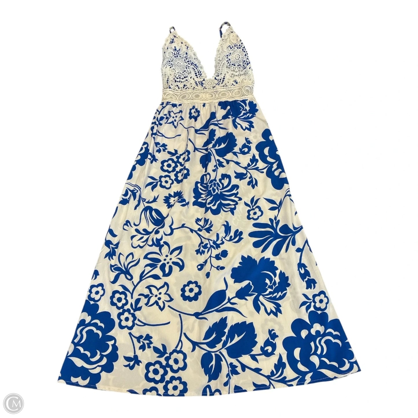 Dress Casual Maxi By Cmf In Blue & White, Size: L