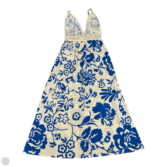 Dress Casual Maxi By Cmf In Blue & White, Size: L