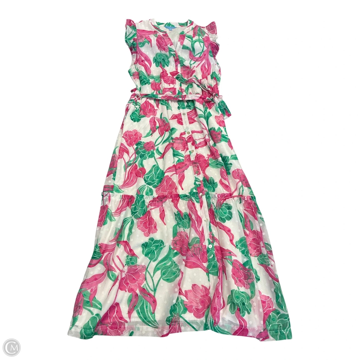 Dress Casual Maxi By Draper James In Green & Pink, Size: L