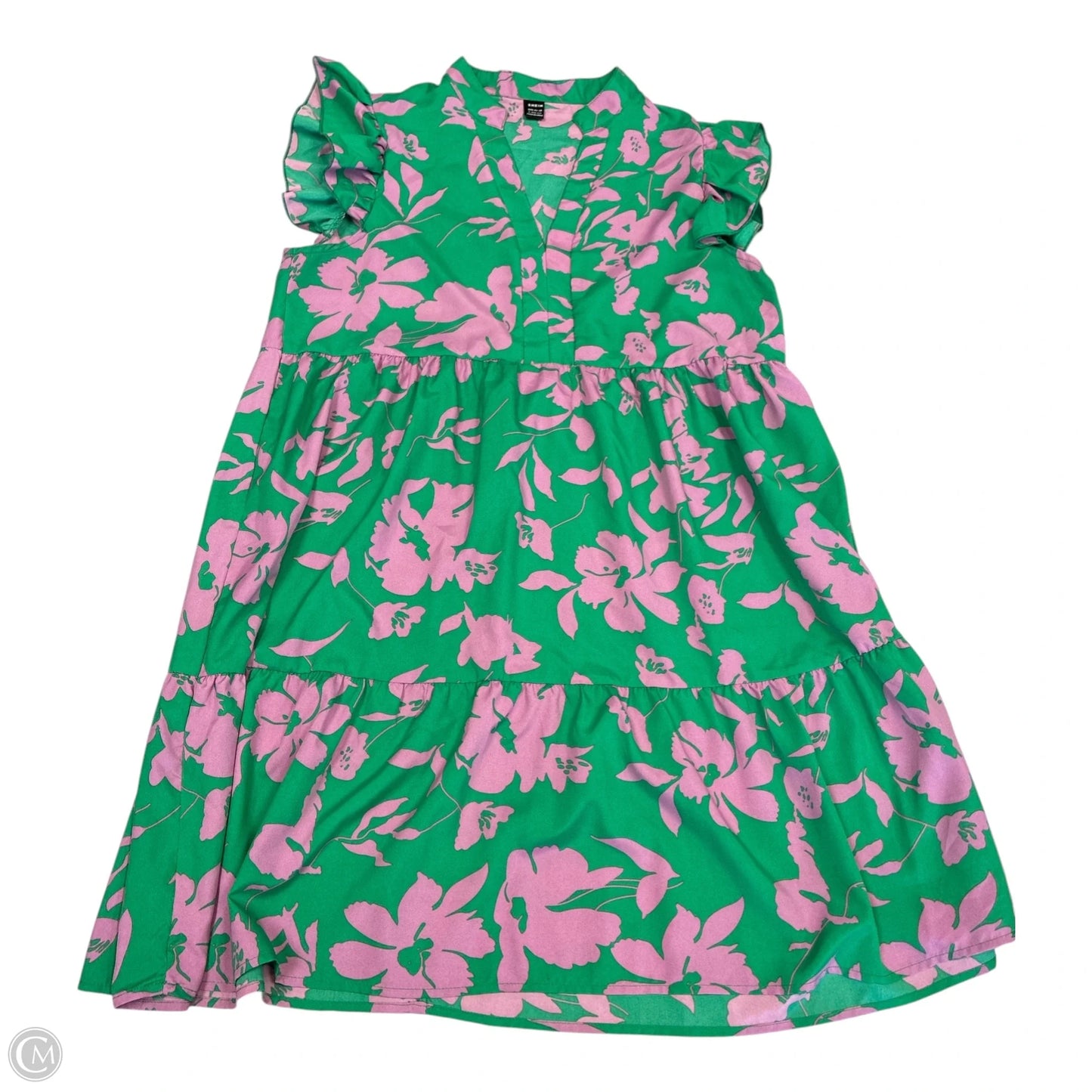 Dress Casual Short By Shein In Green & Pink, Size: L