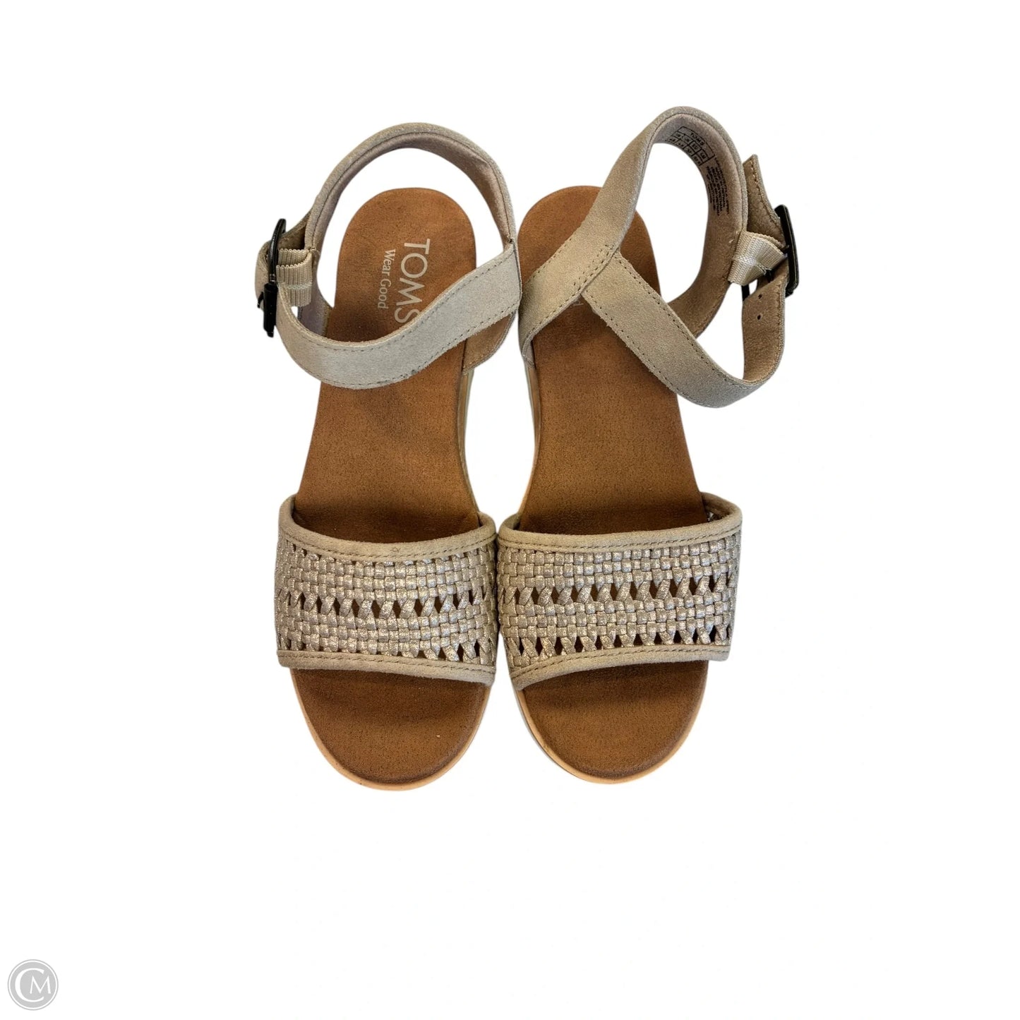 Sandals Heels Wedge By Toms In Tan & White, Size: 6.5