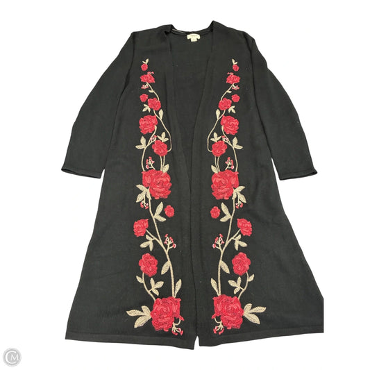 Sweater Cardigan By Style And Company In Black & Red, Size: Xl