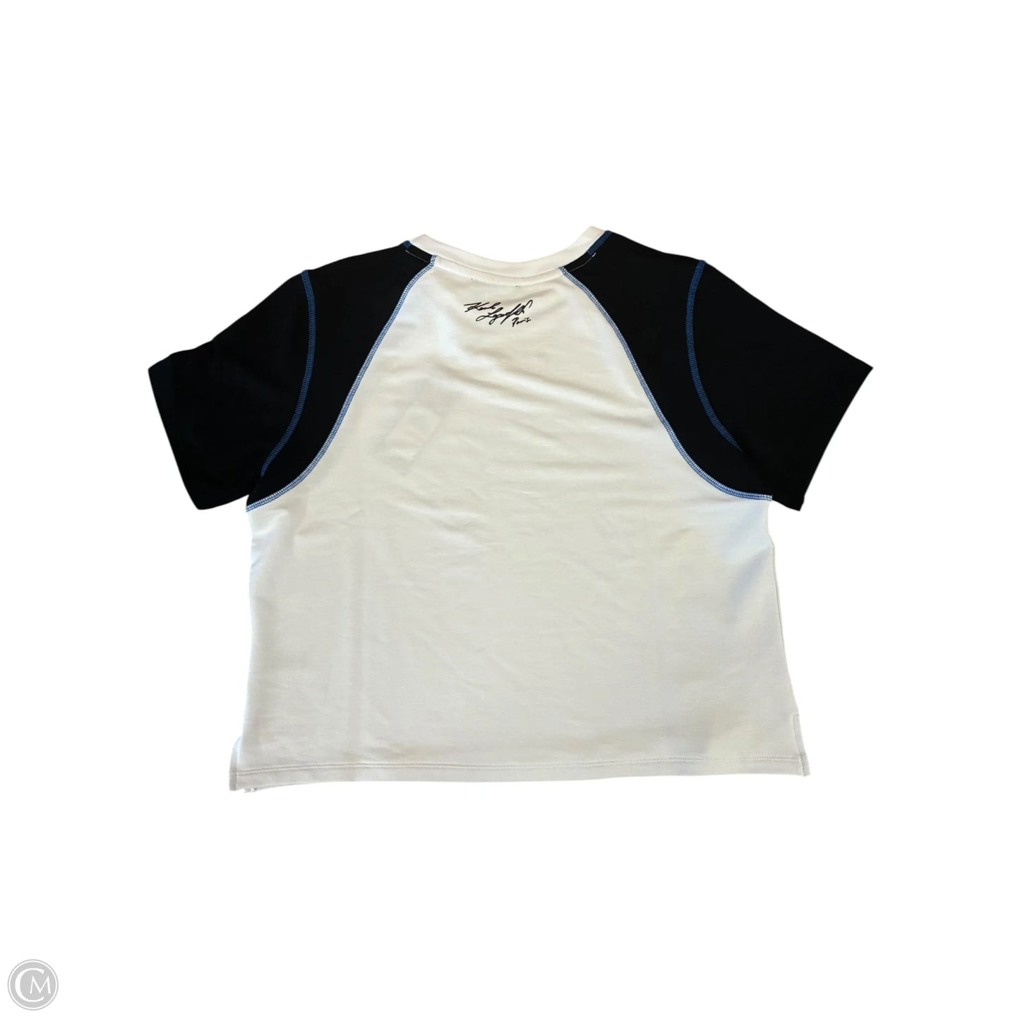 Top Short Sleeve Designer By Karl Lagerfeld In Black & White, Size: S