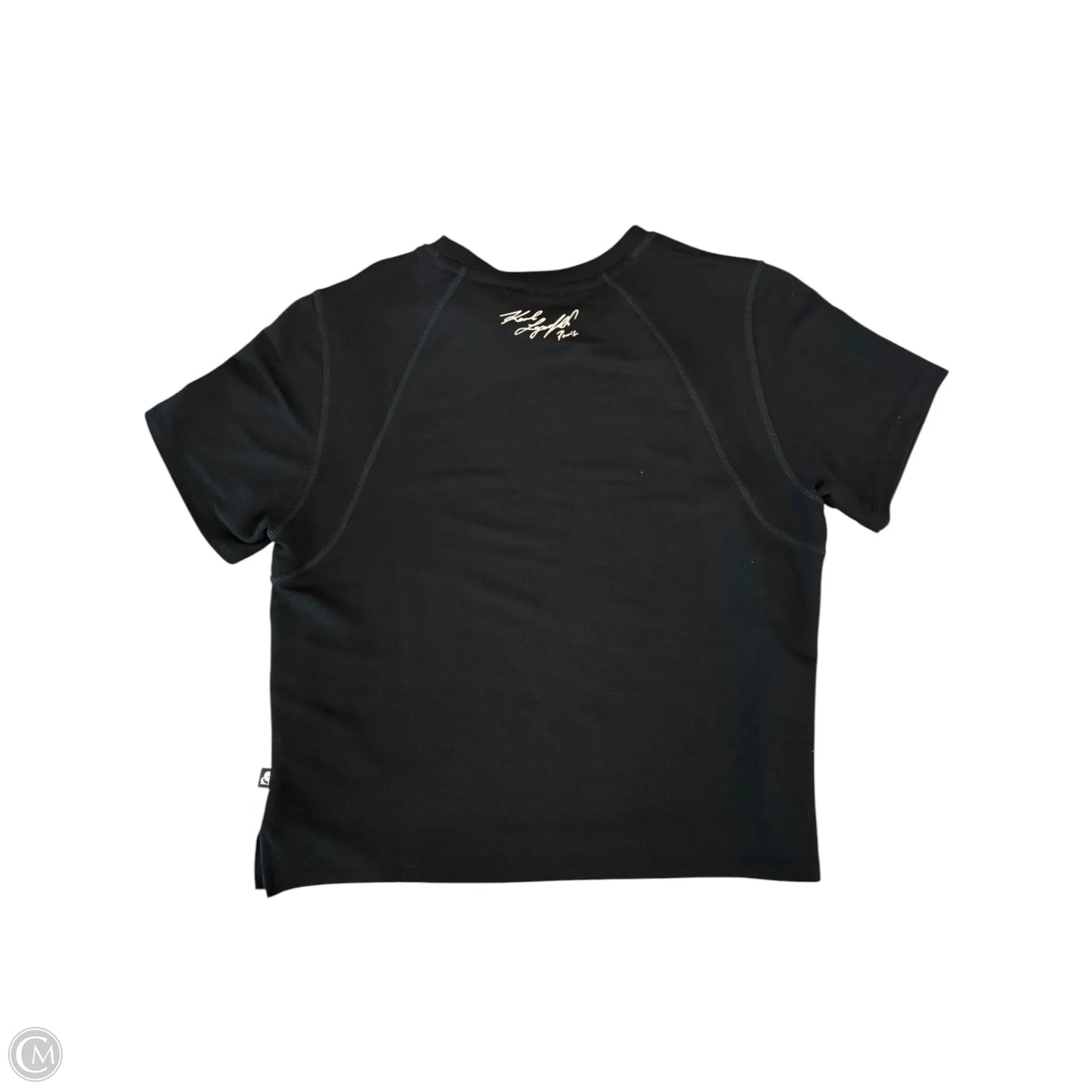 Top Short Sleeve Designer By Karl Lagerfeld In Black, Size: S