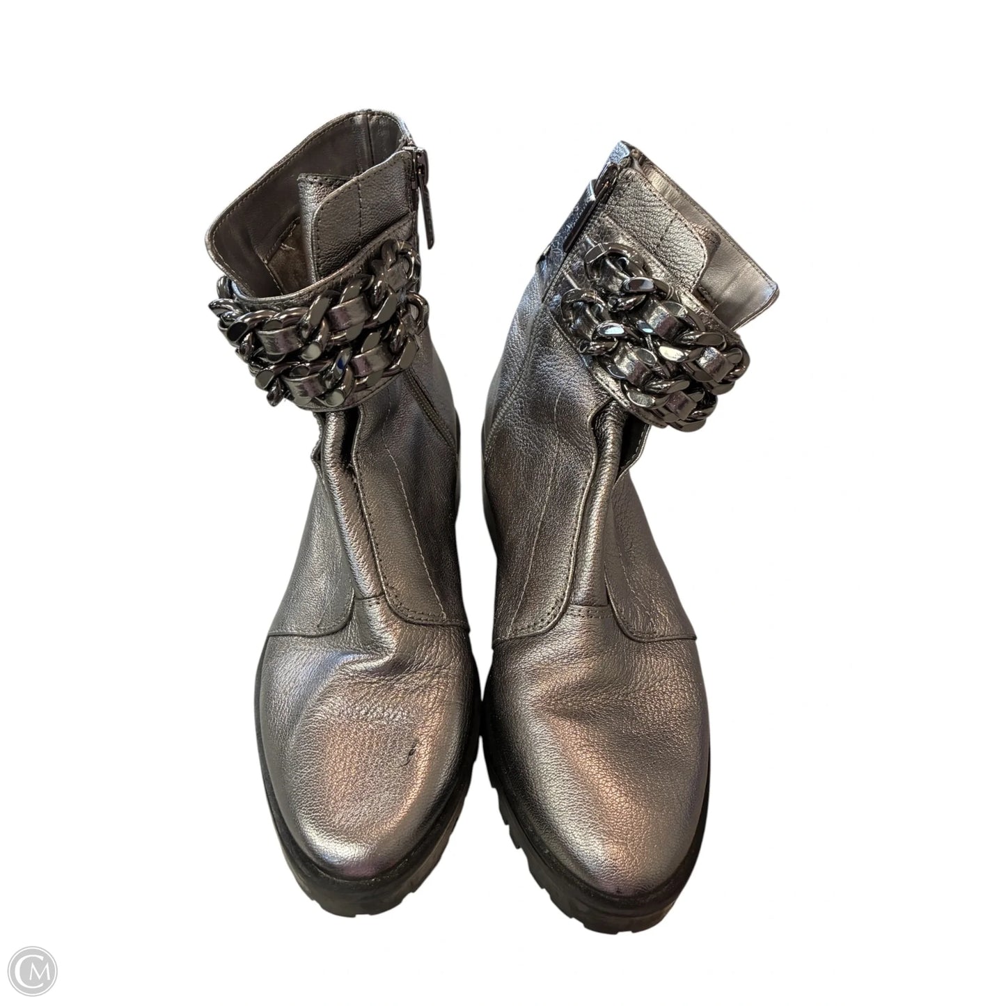 Boots Designer By Karl Lagerfeld In Silver, Size: 7.5