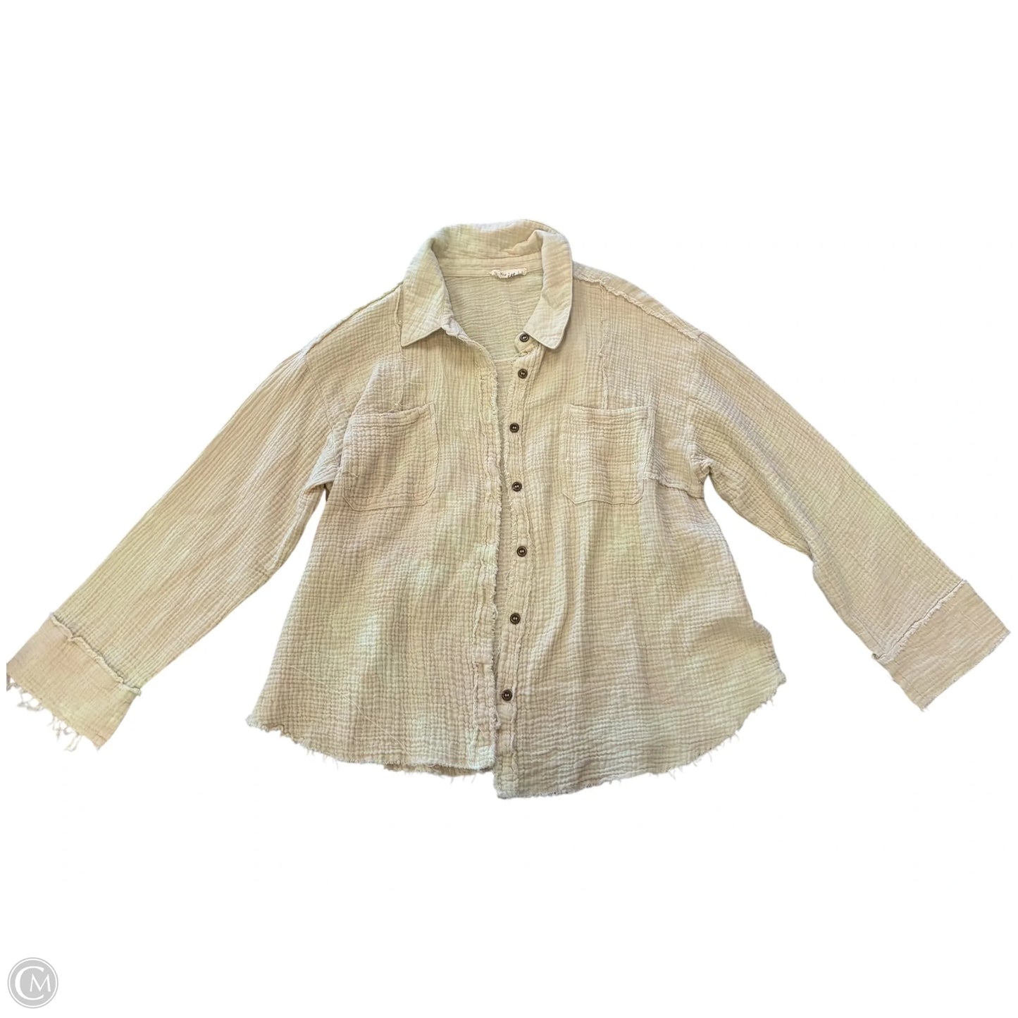 Top Long Sleeve By New In In Beige, Size: L