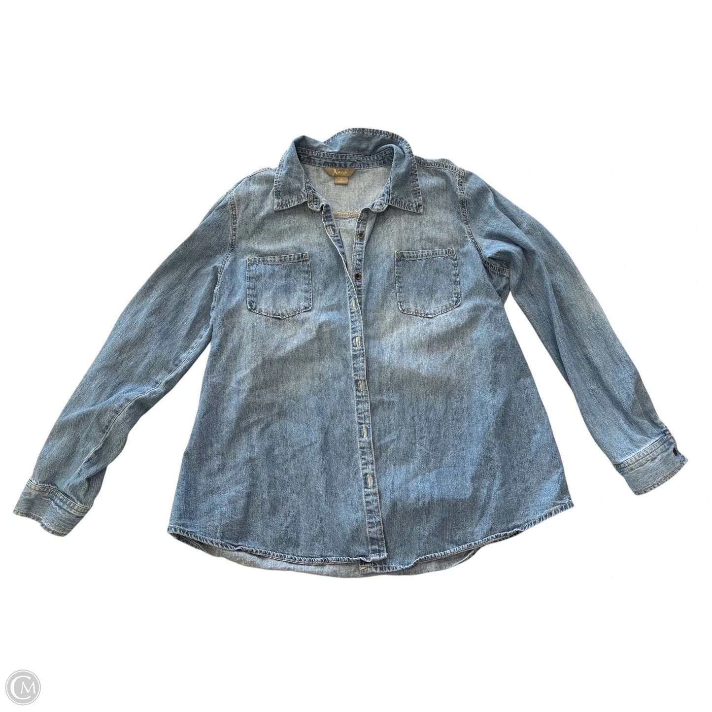 Top Long Sleeve By Natural Reflections In Blue Denim, Size: Xl