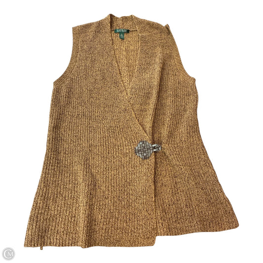 Vest Sweater By Lauren By Ralph Lauren In Tan, Size: L