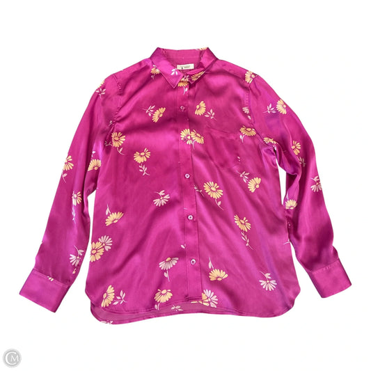 Blouse Long Sleeve By Equipment In Pink, Size: L