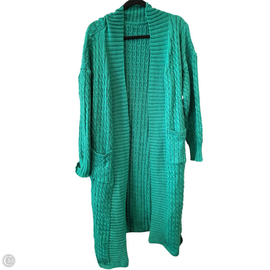 Sweater Cardigan By Shein In Green, Size: 2x