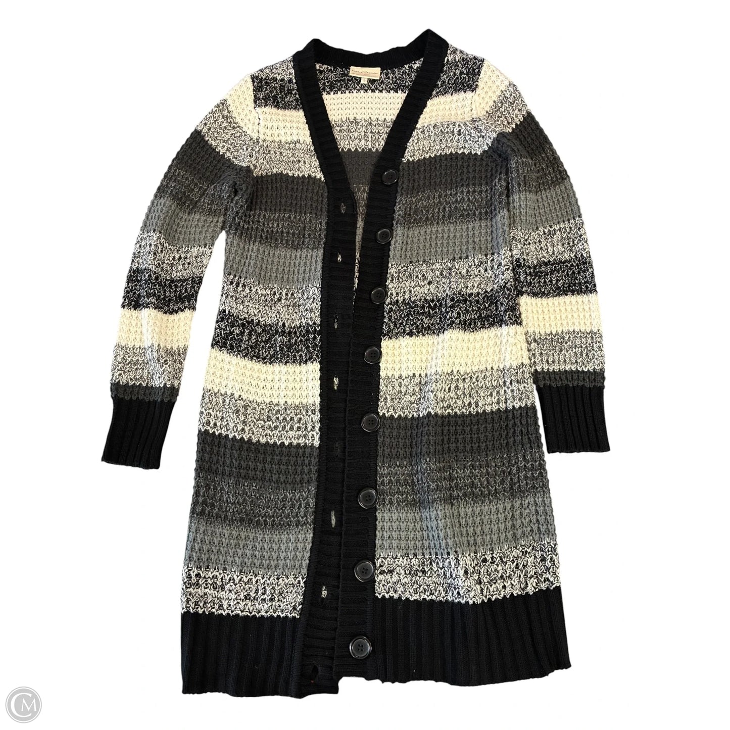 Sweater Cardigan By Bobbie Brooks In Black & Grey, Size: M