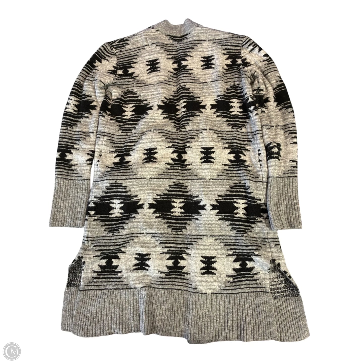 Sweater Cardigan By Time And Tru In Black & Grey, Size: M