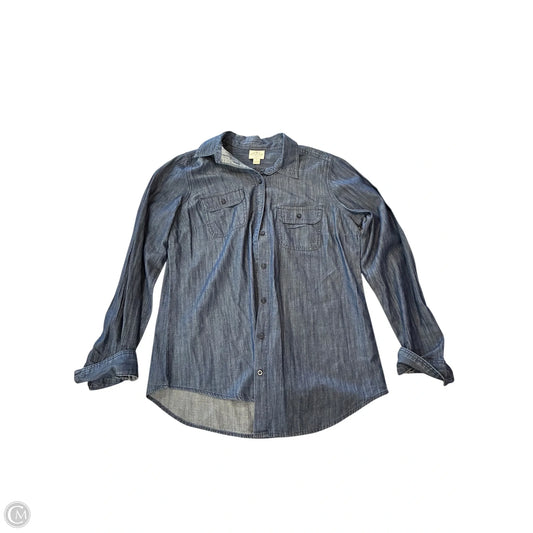 Top Long Sleeve By St Johns Bay In Blue Denim, Size: M