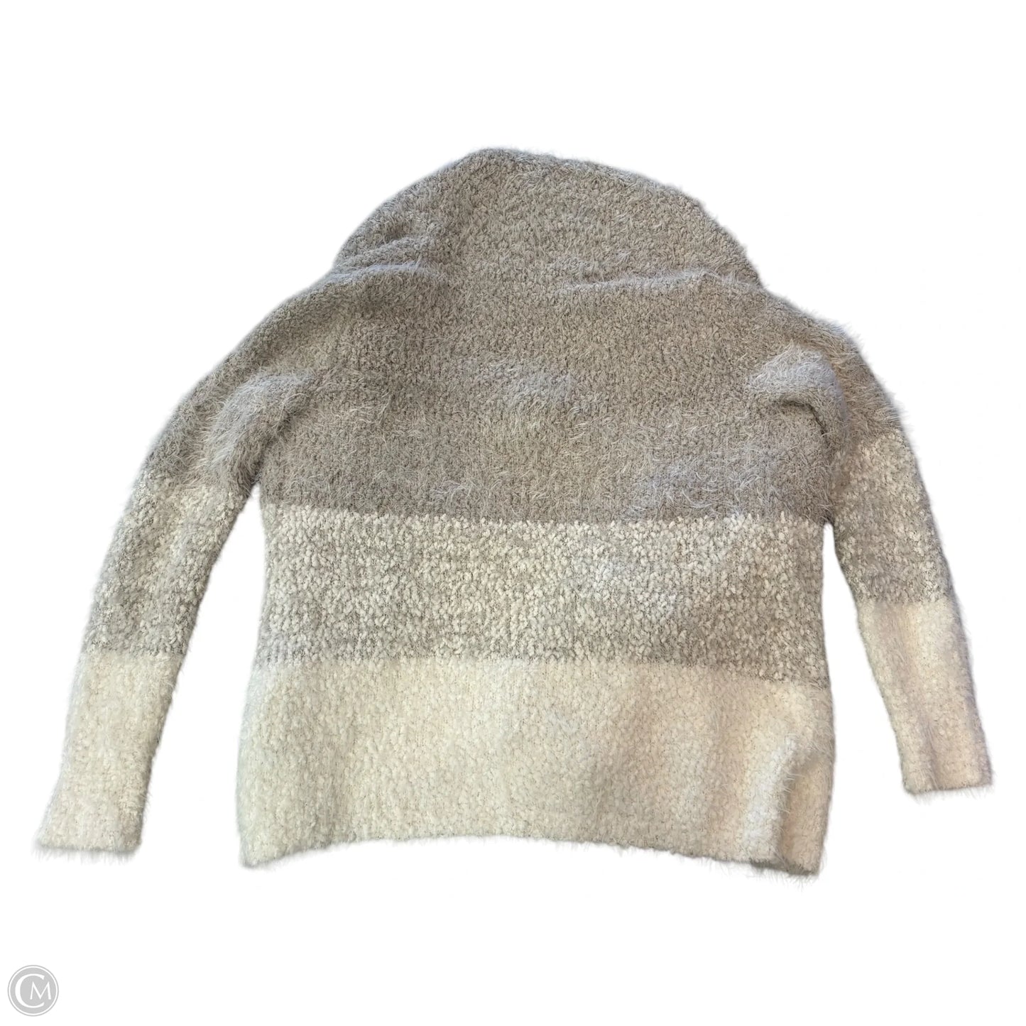 Sweater Cardigan By Joan Vass In Grey & White, Size: M