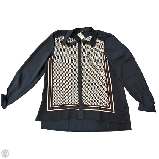 Blouse Long Sleeve By Ann Taylor In Navy, Size: L