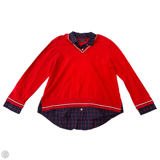 Top Long Sleeve By Tommy Hilfiger In Blue Red & White, Size: Xl