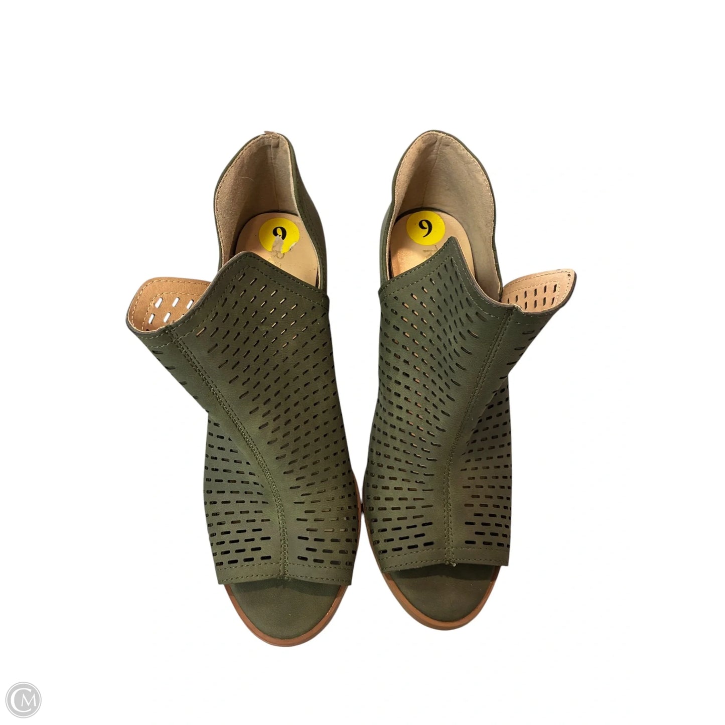 Sandals Heels Block By Restricted In Green, Size: 9